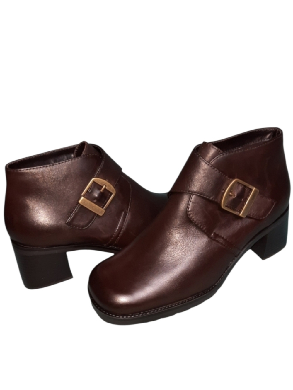 Bass Carson II Brown Leather Buckle Ankle Boots SZ 6.5M